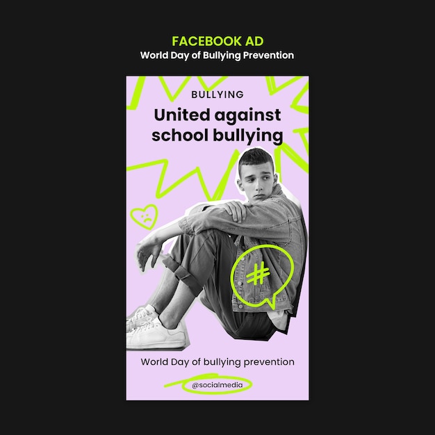 PSD gratuito modelo de facebook para el día mundial de la prevención del bullying