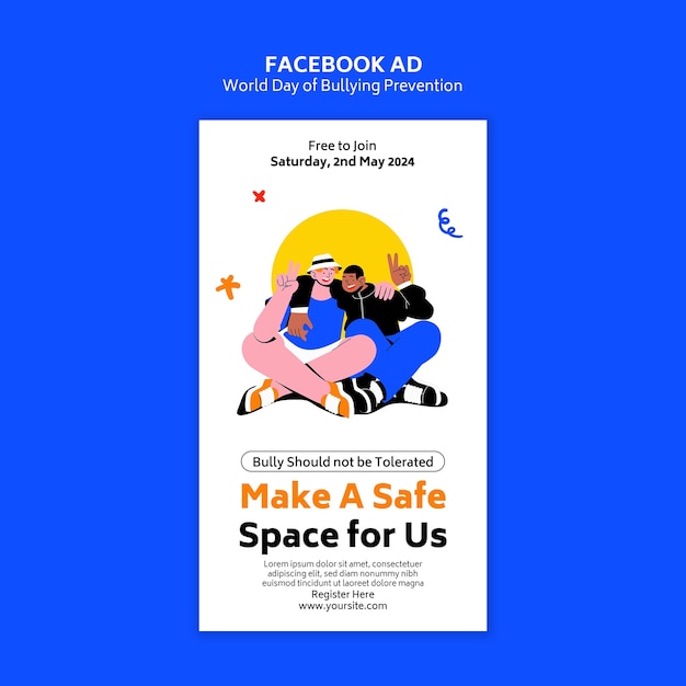 PSD gratuito modelo de facebook para el día mundial de la prevención del bullying