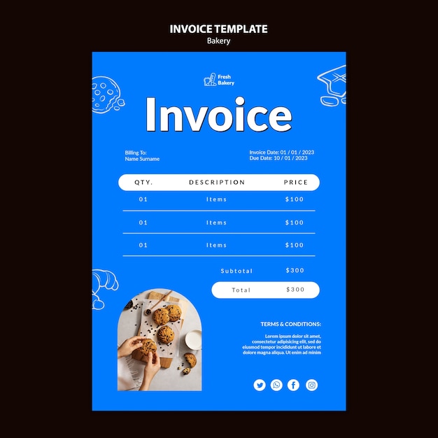 PSD gratuito modelo de factura para panaderia