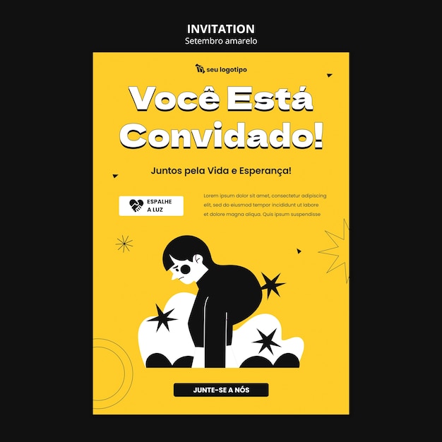 PSD gratuito modelo de invitación para la campaña de concienciación sobre la prevención del suicidio en brasil