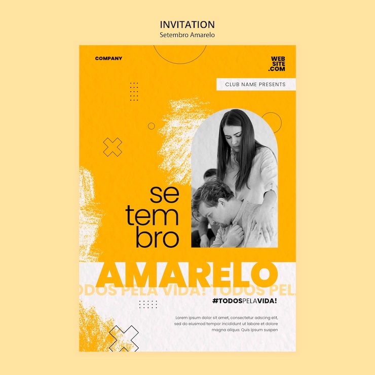 PSD gratuito modelo de invitación para la campaña de concienciación sobre la prevención del suicidio en brasil