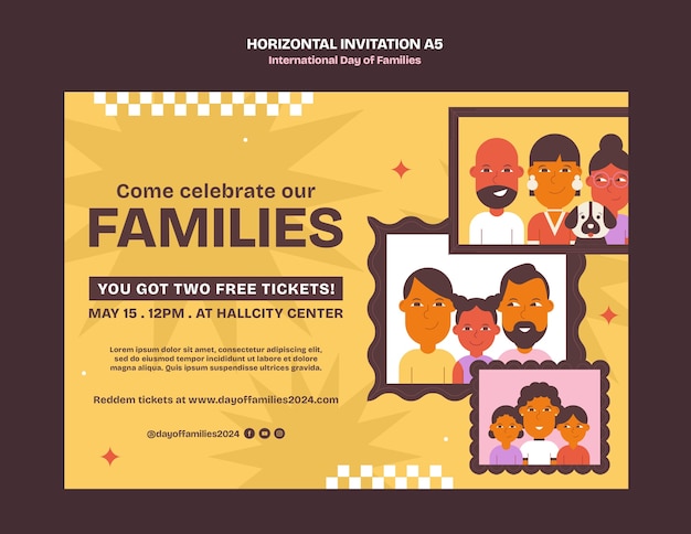 PSD gratuito modelo de invitación para el día internacional de las familias