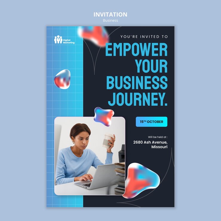 PSD gratuito modelo de invitación de la estrategia empresarial