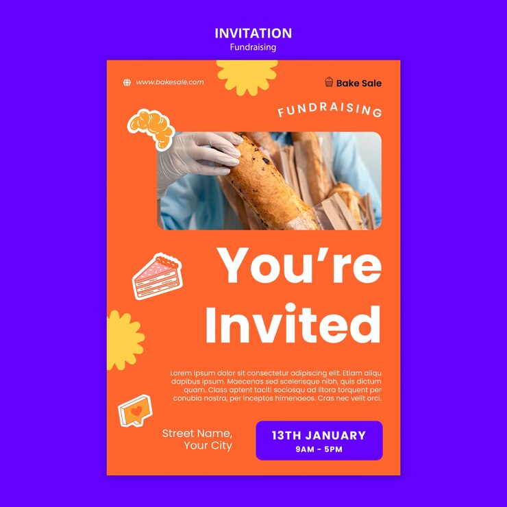 PSD gratuito modelo de invitación para eventos de recaudación de fondos