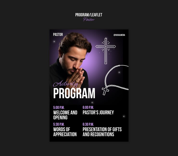 PSD gratuito modelo de liderazgo de pastor inspirador