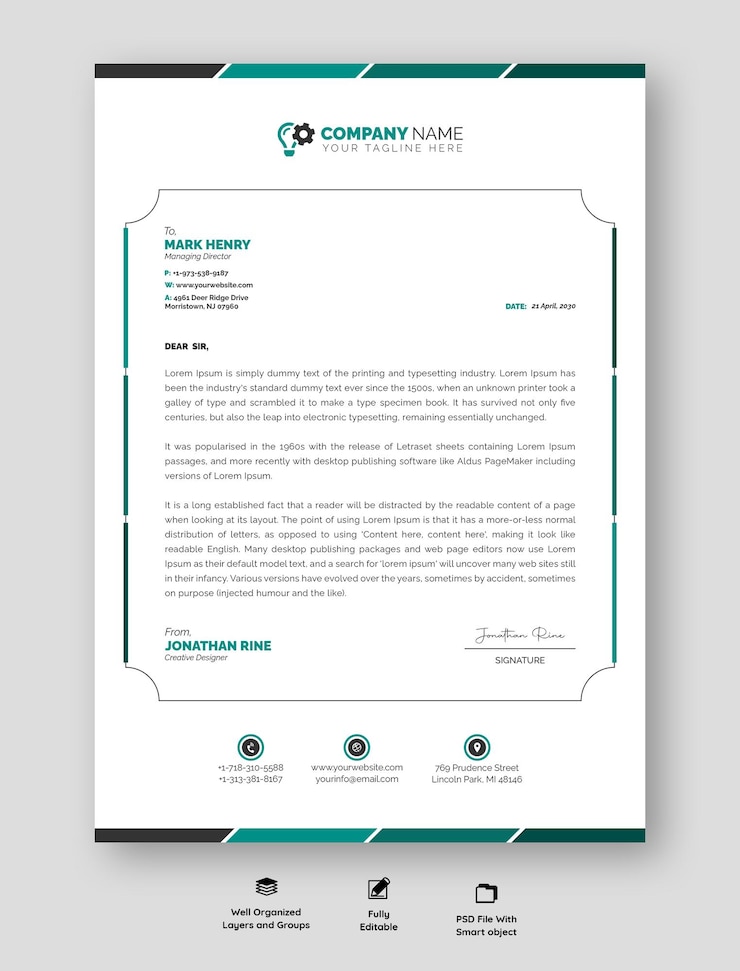 PSD gratuito modelo de membrete para empresas modernas y corporativas