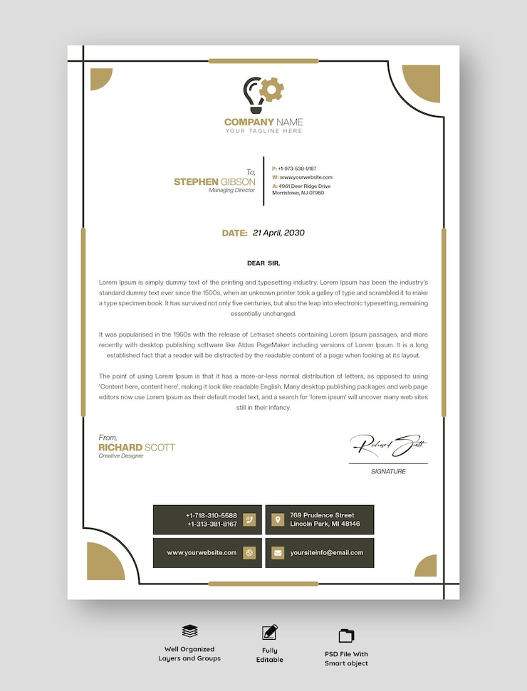 PSD gratuito modelo de membrete para empresas modernas y corporativas