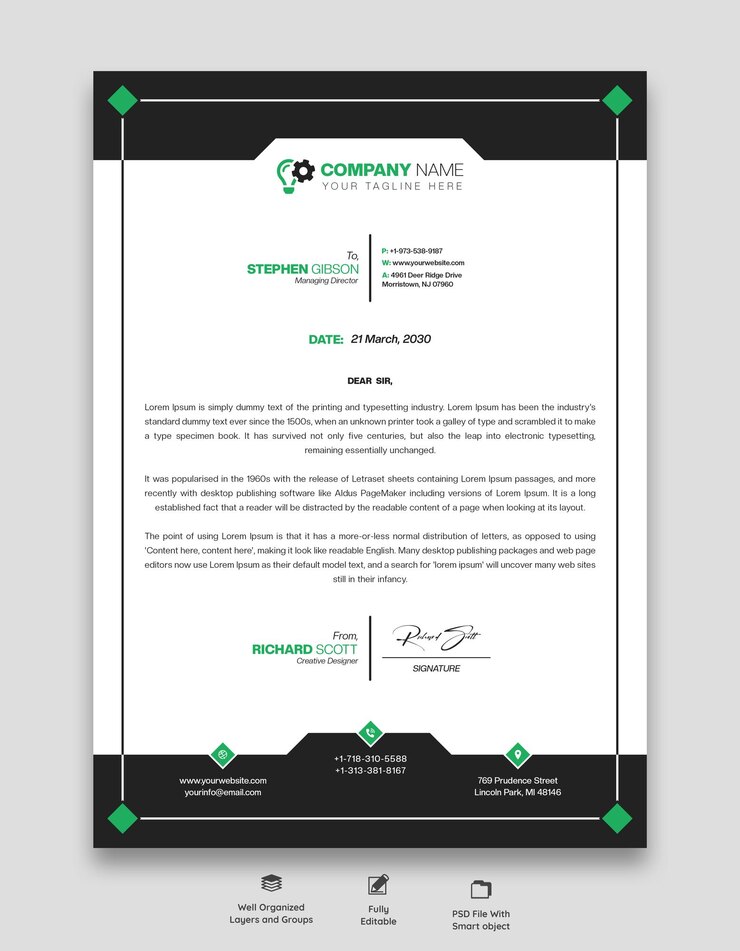 PSD gratuito modelo de membrete para empresas modernas y corporativas