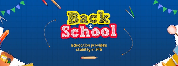 Modelo de portada de Facebook de De vuelta a la escuela con elementos educativos