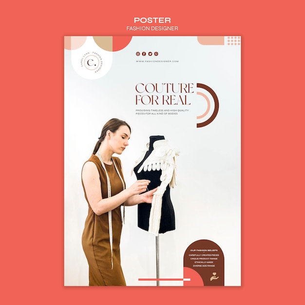 Gratis PSD modeontwerper concept poster sjabloon