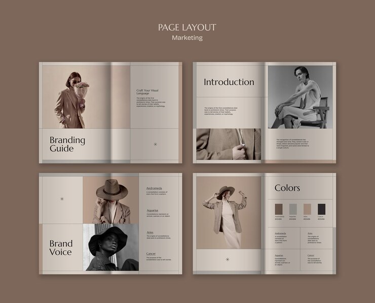 PSD gratuito modern branding guide and marketing page layout