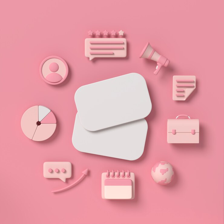 PSD Gratis modern business and marketing concept with pink icons