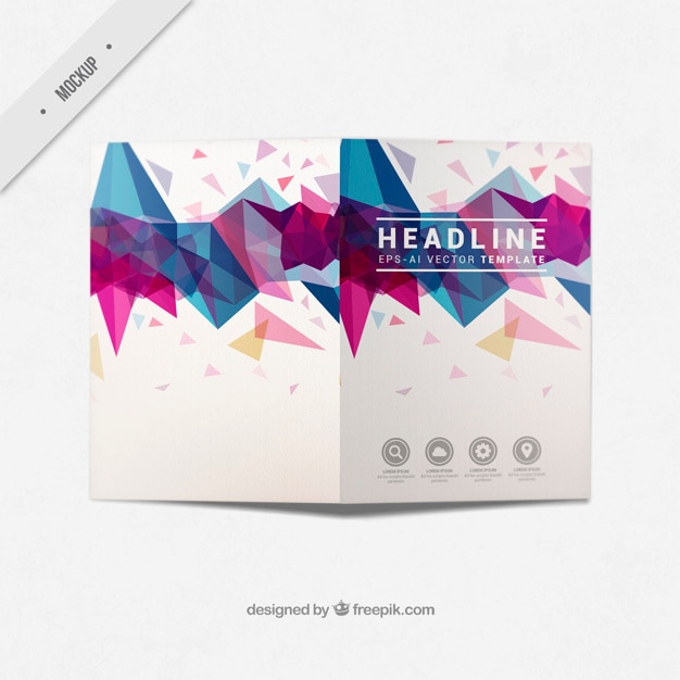 PSD Gratis modern business bi-fold flyer with abstract shapes