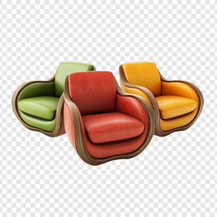 PSD Gratis modern colorful armchairs a trio of stylish seating