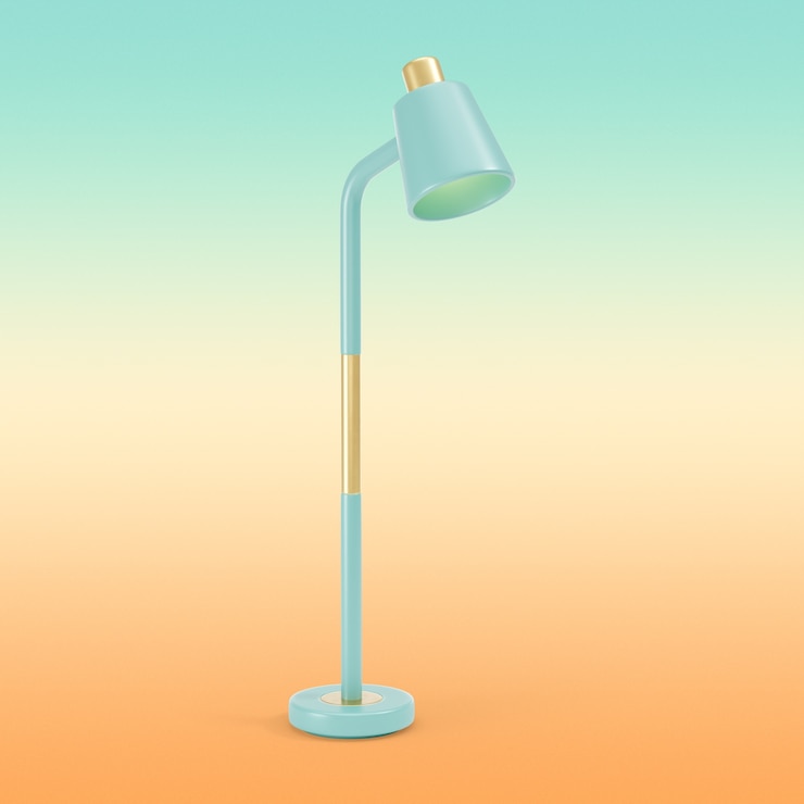 PSD Gratis modern floor lamp with gold accent 3d rendering
