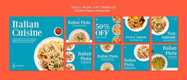 Gratis PSD modern italiaans restaurant social media post