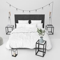 Gratis PSD modern slaapkamermodel met decoratieve elementen