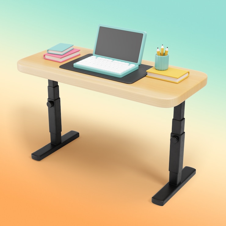 PSD Gratis modern standing desk setup 3d rendering