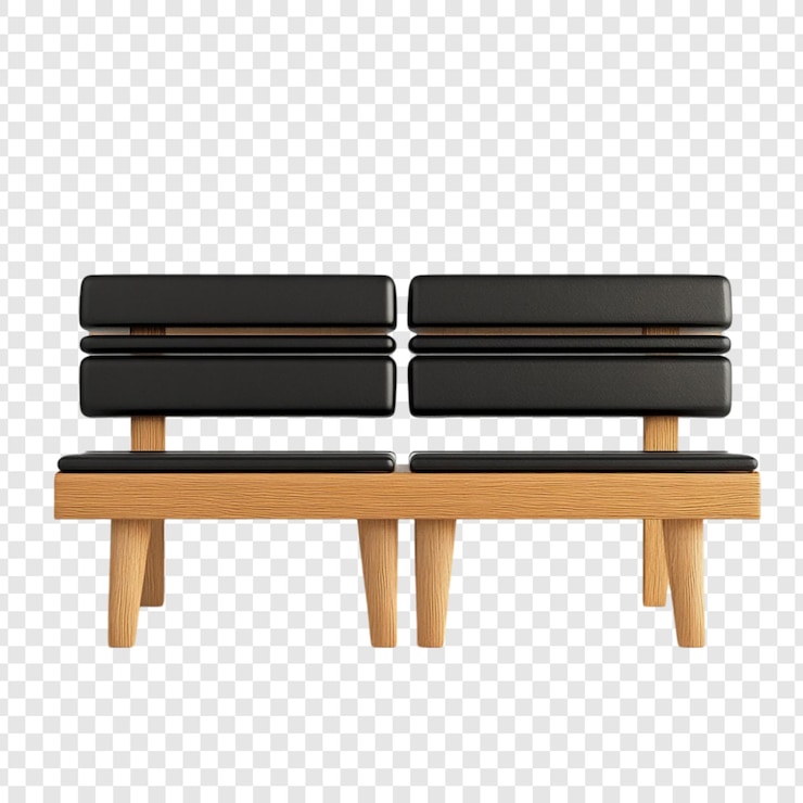 PSD gratuito moderna panchina di legno con sedile di pelle nera