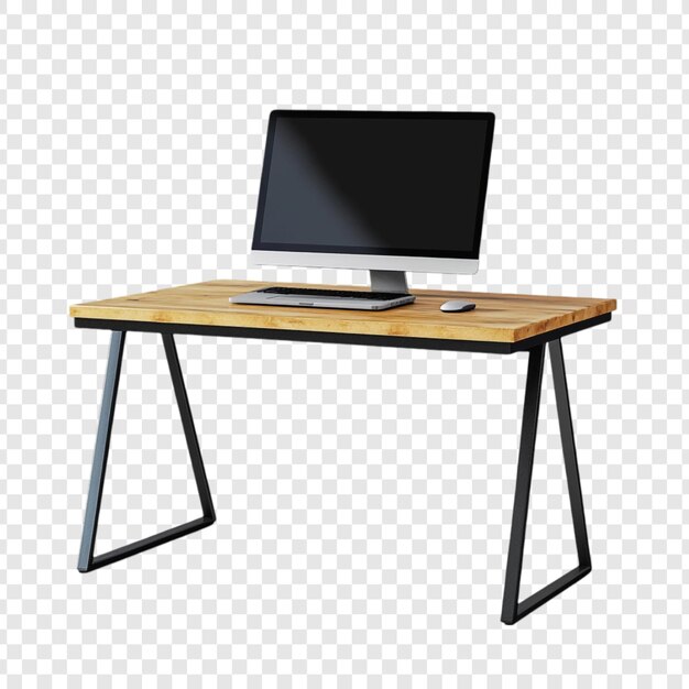 Moderna scrivania in legno con configurazione del computer elegante spazio di lavoro