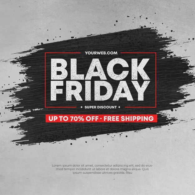 Moderna vendita del Black Friday con sfondo nero del telaio del tratto di pennello