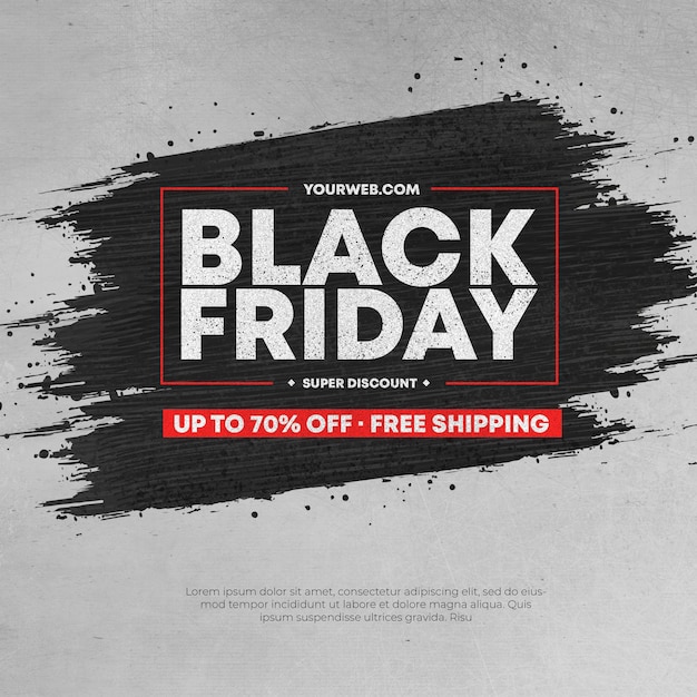 Gratis PSD moderne black friday-uitverkoop met zwarte penseelstreekframe-achtergrond