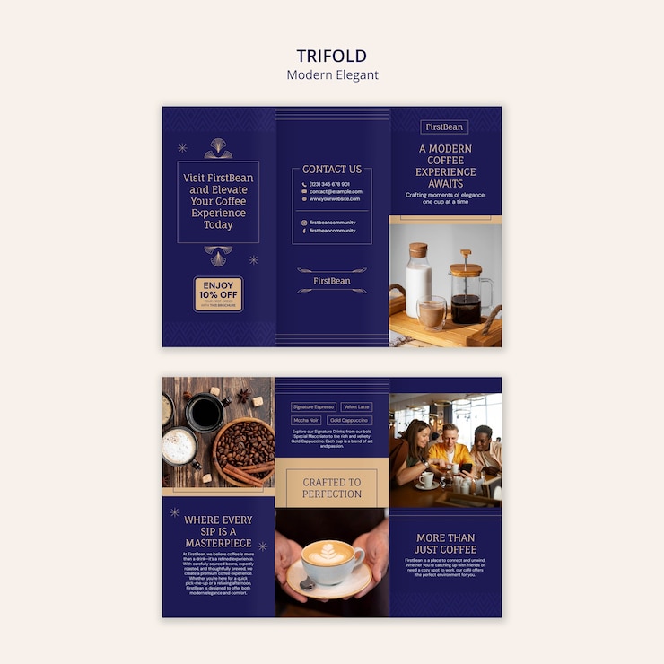 Gratis PSD moderne elegante drievoudige brochure sjabloonontwerp