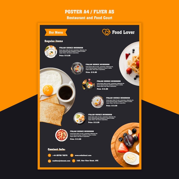 Gratis PSD moderne flyer voor ontbijtrestaurant