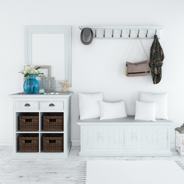 Gratis PSD moderne witte hal meubels