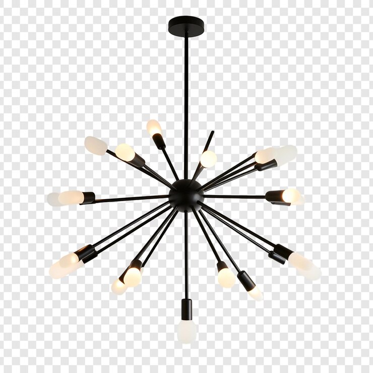 PSD gratuito moderno lampadario nero sputnik con sedici luci