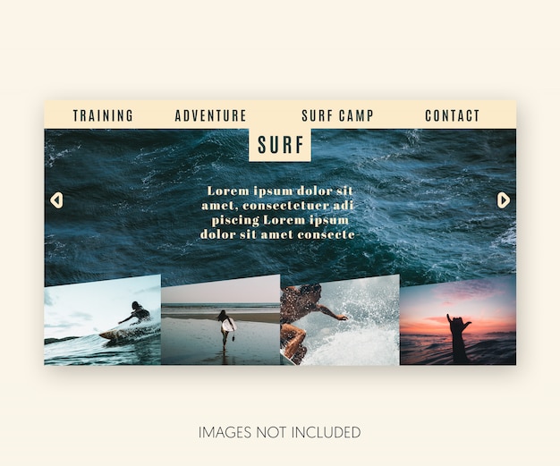 Moderno sitio web de plantillas de surf PSD gratuito