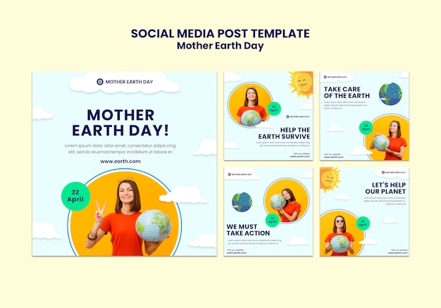 Gratis PSD moeder aarde dag instagram-berichten