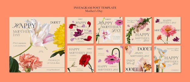 Gratis PSD moederdag viering instagram berichten sjabloon