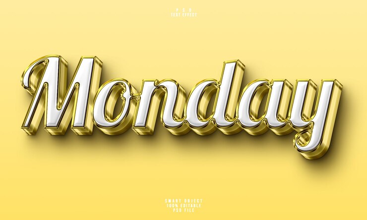 PSD Gratis monday 3d editable text effect