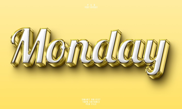 PSD Gratis monday 3d editable text effect