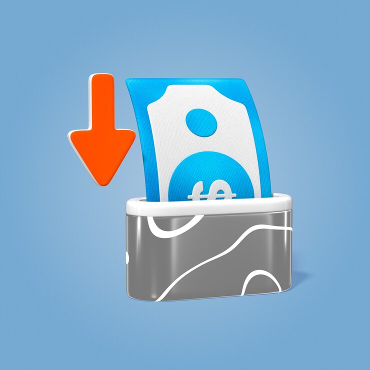 PSD gratuito money going down into a digital wallet
