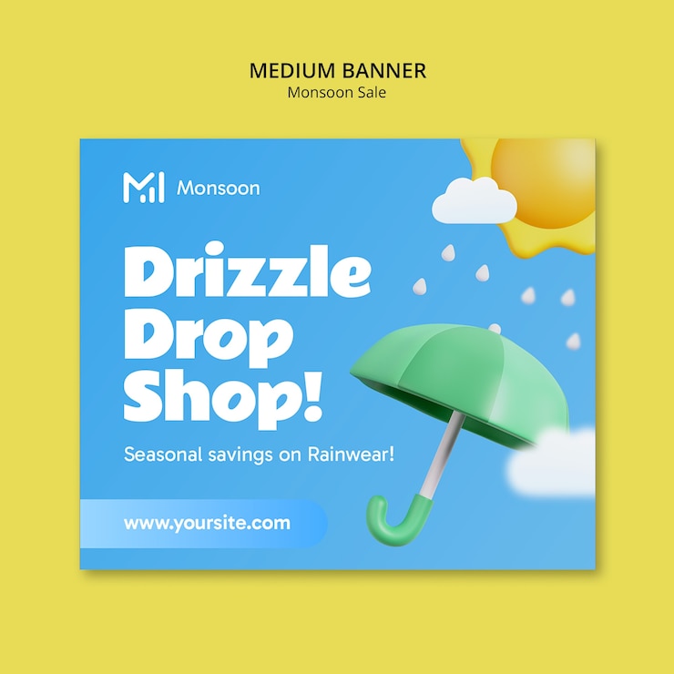 PSD Gratis monsoon sale drizzle drop shop banner
