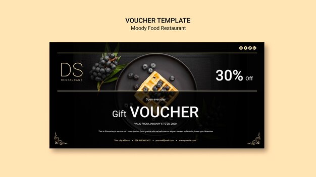 Moody eten restaurant voucher sjabloon