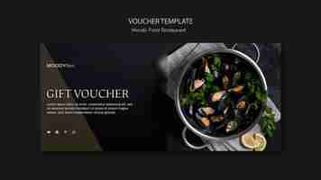 Gratis PSD moody eten restaurant voucher sjabloon