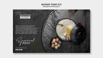 PSD gratuito moody food restaurant banner template concept maqueta