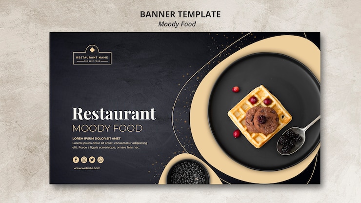 PSD Gratis moody food restaurant banner template concept