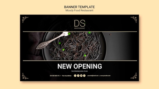 Gratis PSD moody food restaurant banner template