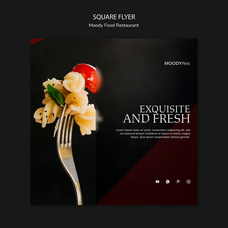 PSD Gratis moody food restaurant square flyer template
