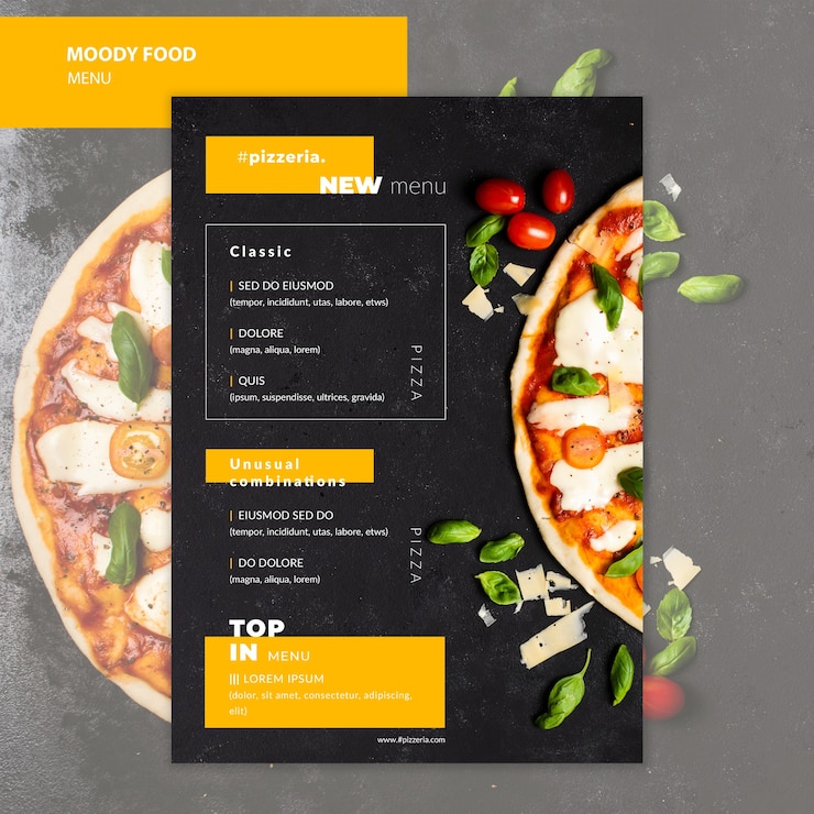 PSD gratuito moody ristorante menu cibo mock-up