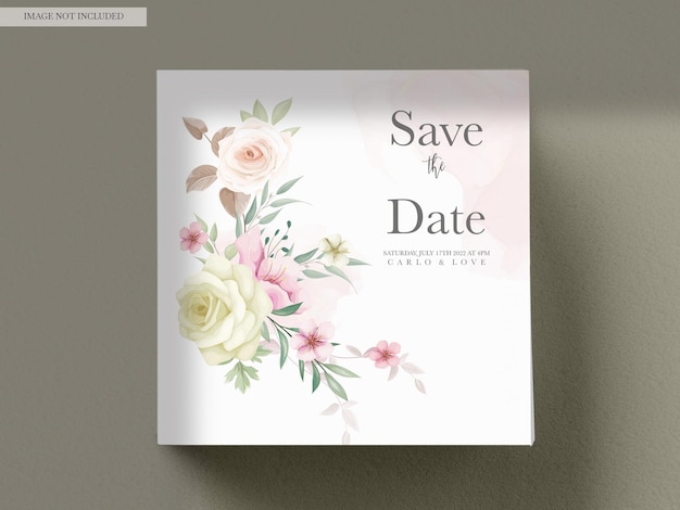 Gratis PSD mooie bloemenkrans bruiloft uitnodigingskaart