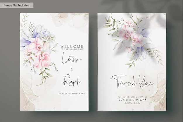 Gratis PSD mooie bruiloft uitnodigingskaart met elegante vintage bloemen