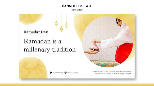 Gratis PSD mooie ramadan banner met foto