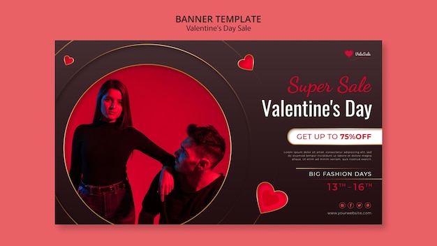 Gratis PSD mooie valentijnsdag sjabloon voor spandoek