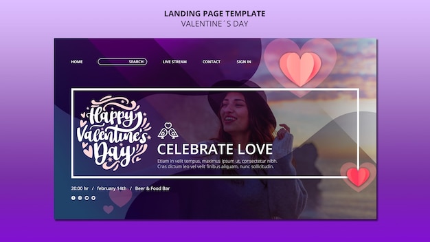 Gratis PSD mooie valentijnsdag websjabloon