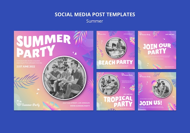 Gratis PSD mooie zomerse sjabloon instagram-berichten